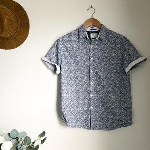 Blue Flowered Button-Down